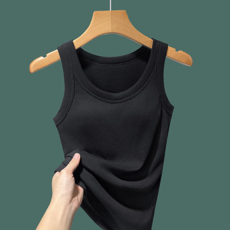 Crew Neck Sling Vest Women's New One-piece Fixed Cup Underwear with Sleeveless Vest Top