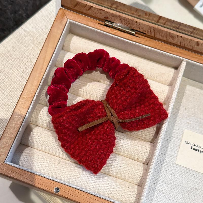 1Pc Ponytail Lovely New Year Grace Ponytail Hair Rope Red Headband Bow Hair Accessories
