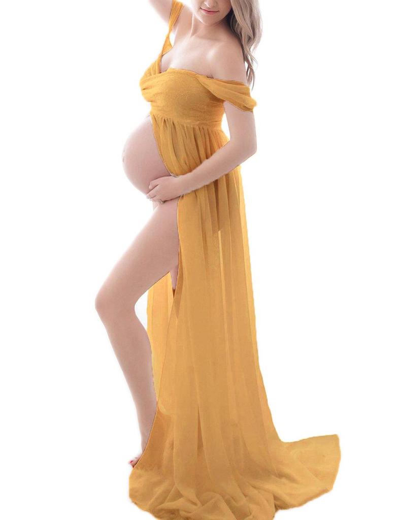 Robe Longue d'Photographie de Maternité à Ouverture Devant