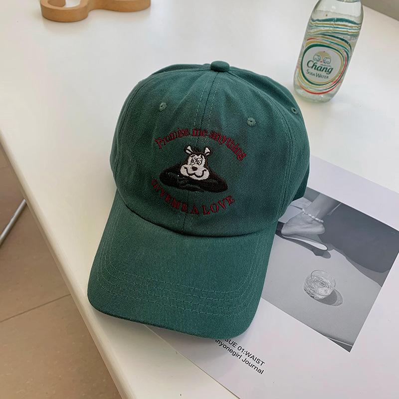 

Peaked cap children s embroidery shows the face small versatile baseball cap men s spring and summer casual visor tide Adjustable темно-зеленого