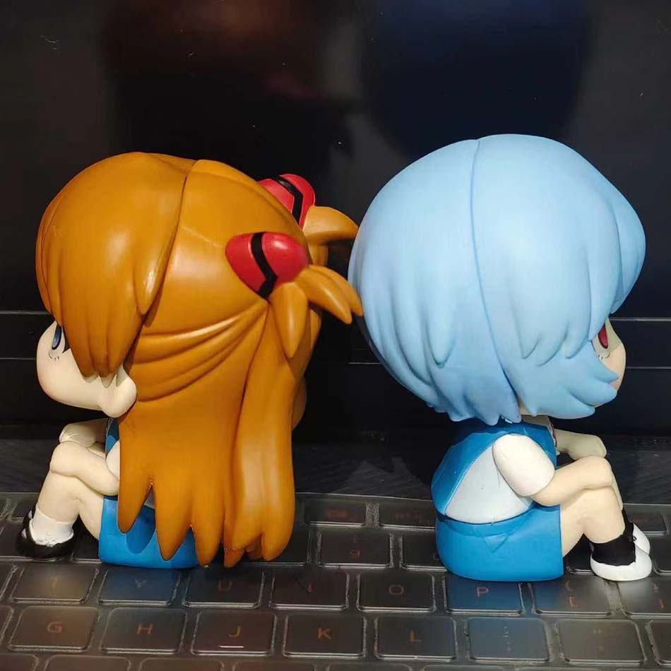 Anime Evangelion Ayanami Rei Figur Souryuu Asuka Langley Look Up EVA Sitzendes Modell Spielzeugpuppe Actionfigur PVC Ornament