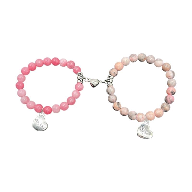 Fashionable Beaded Bracelet Set Magnetic Cute Heart Parents Bracelets Perfect Gift for Loved Ones Comfortable to Wear