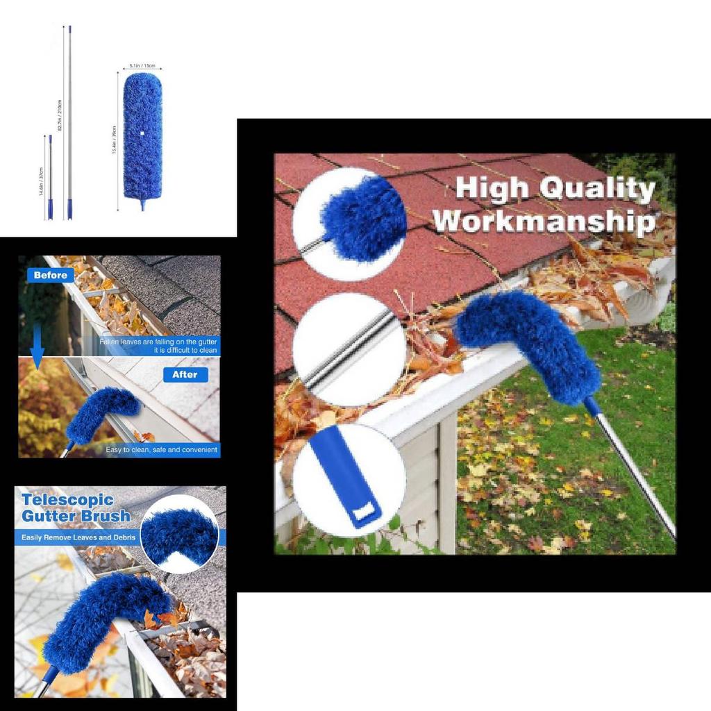 Extendable Dusting Brush With Fiber Material For Window Cleaning Tasks
