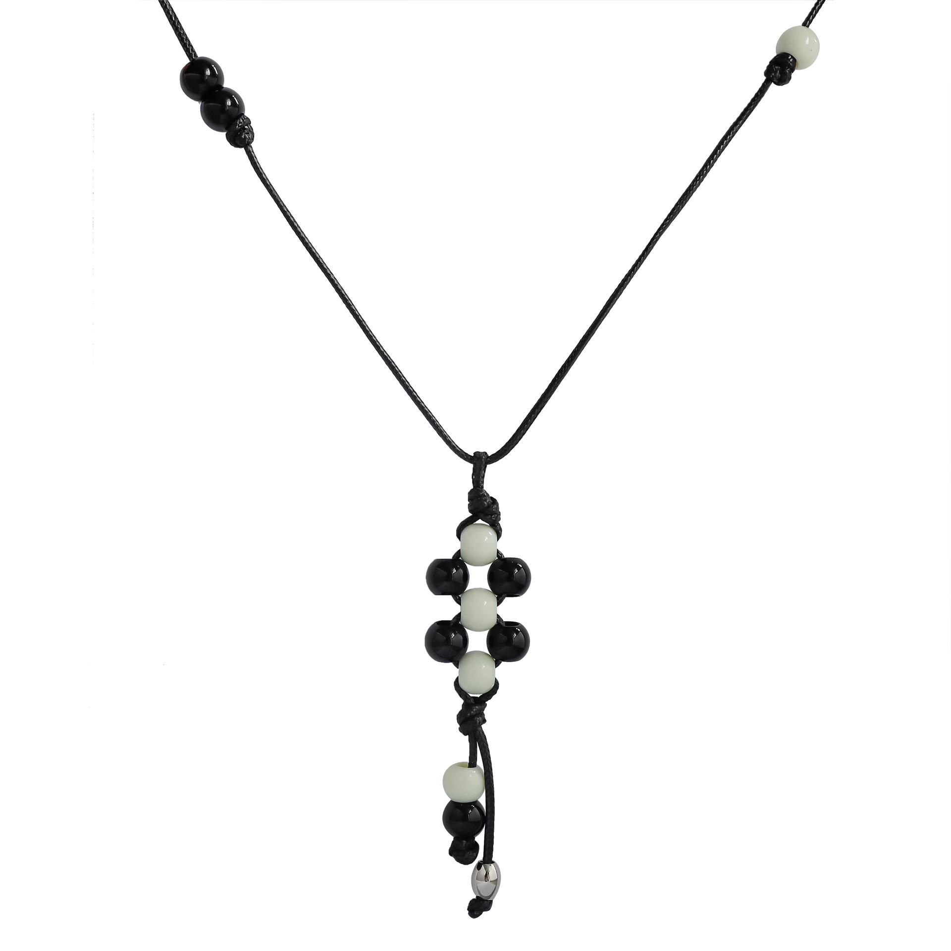 

25th Anniversary Woven Resin Bead Necklace - Adjustable, Handmade, Simple & Elegant Design