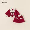 Cute Childrens Girl Dress Suit With Insulated Polyester Material And Button Closure For Winter Wear