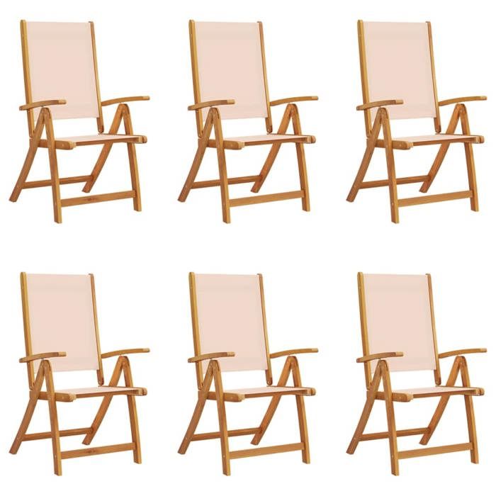 VidaXL Chaises pliables de jardin lot de 6 bois d'acacia et textilène, chaise de jardin, siège d’extérieur, chaise de 3279236