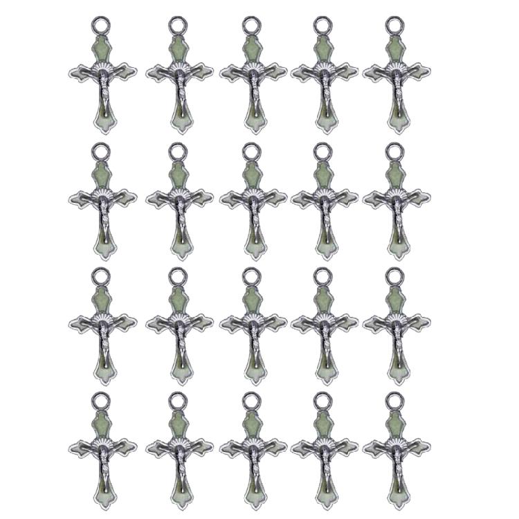 

20Pieces Necklace Making Pendant For DIY Handmade Jewelry Tiny Crucifix Pendant зелений