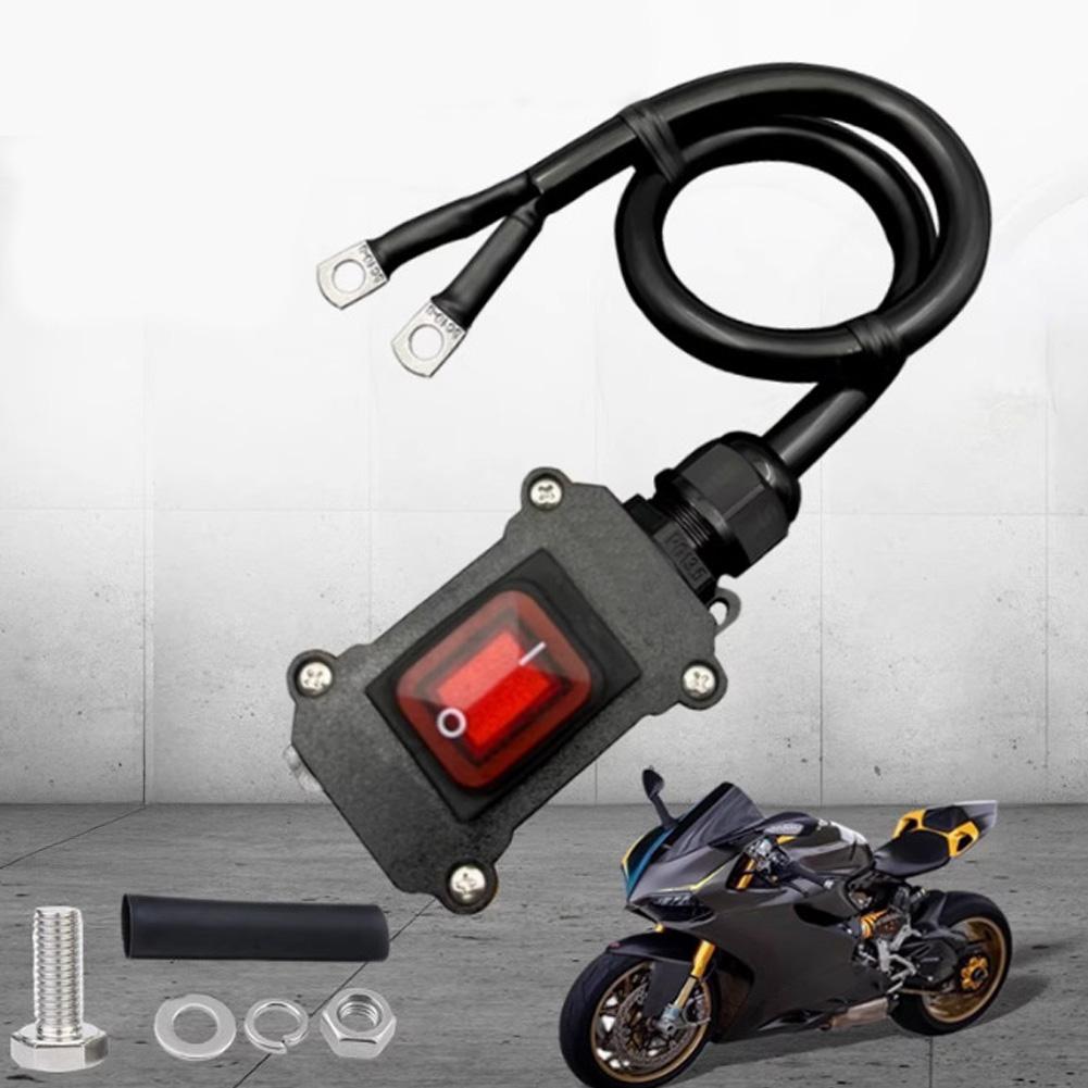 30/50/100cm Motorcycle Kill Switch 12V/24V Heavy Duty Battery Disconnect Cable Waterproof Power Cut off Switch for Vehicles