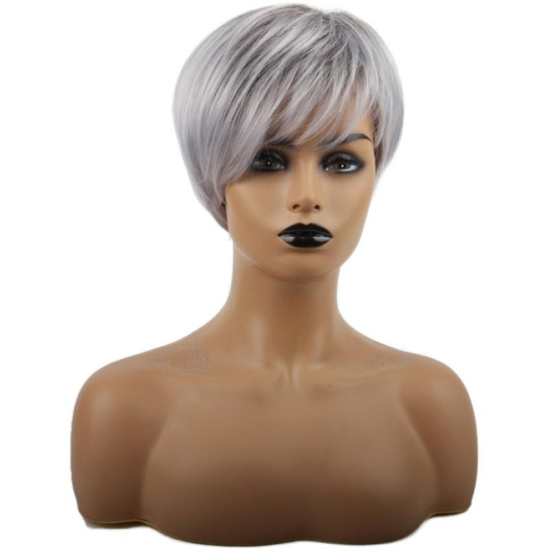 New Gradient Silver Grey Women's Short Hair Wig