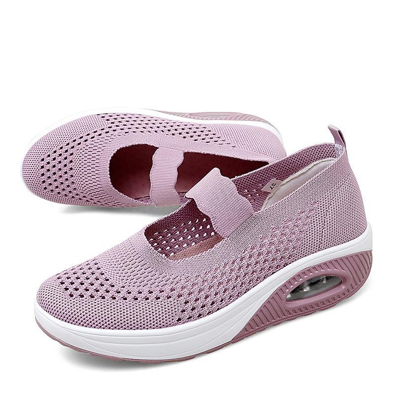 Fashion Women Casual Shoe Fashion Thick Bottom Single Shoes Summer Breathable Hollow Out Mesh Shoes Light Walking Women's Platform Shoes