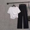 Light Mature Suit Women's Short-sleeved Tops In Summer New Wide-leg Casual Pants Royal Sister Suit