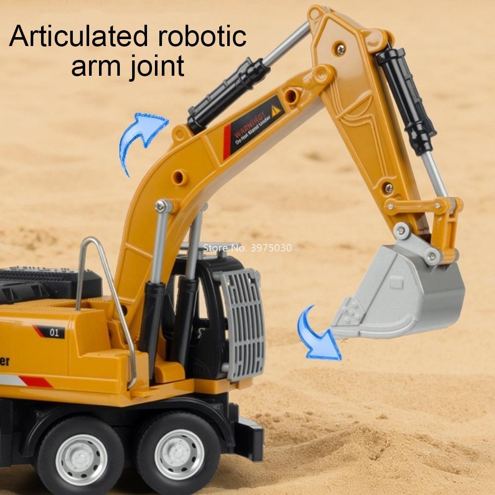 Alloy Excavator Mixer Truck Crane Transport Car Model Toy Music Light Doors Opened Engineering Vehicles Toys Collectible Item