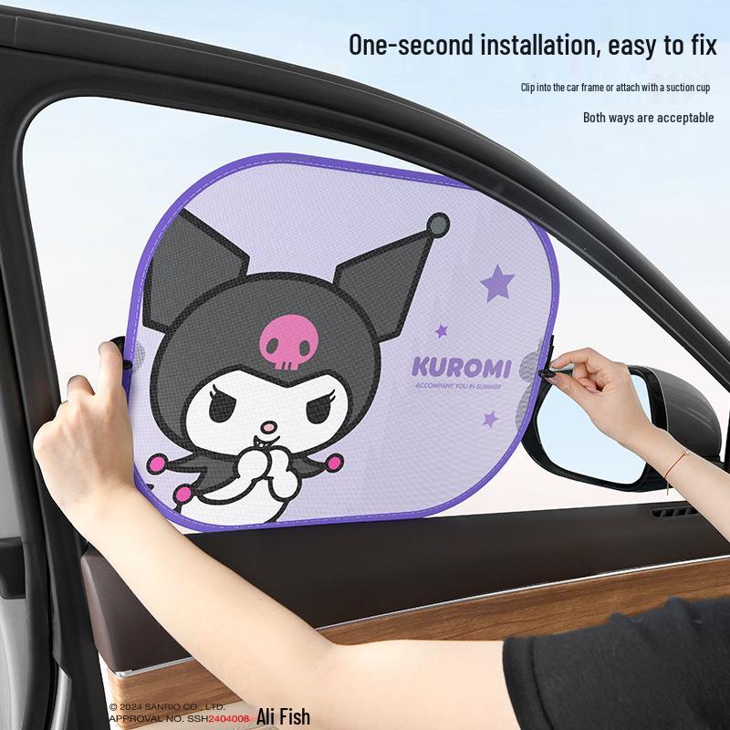 Sanrio Kuromi Car Window Sunshade Curtains - Heat Insulating Sun Blocker