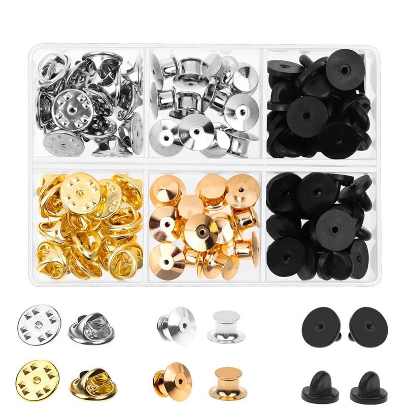 84pcs Metal Pin Backs Replacement Flat Round Pin Keepers Safety Clasp For Brooch Tie Tack Hat Badges Lapel Pins Jewelry Making