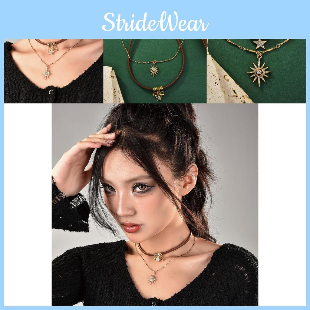 Eyecatching Style Vintage Floral And Star Choker Necklace For Women In Two Layers
