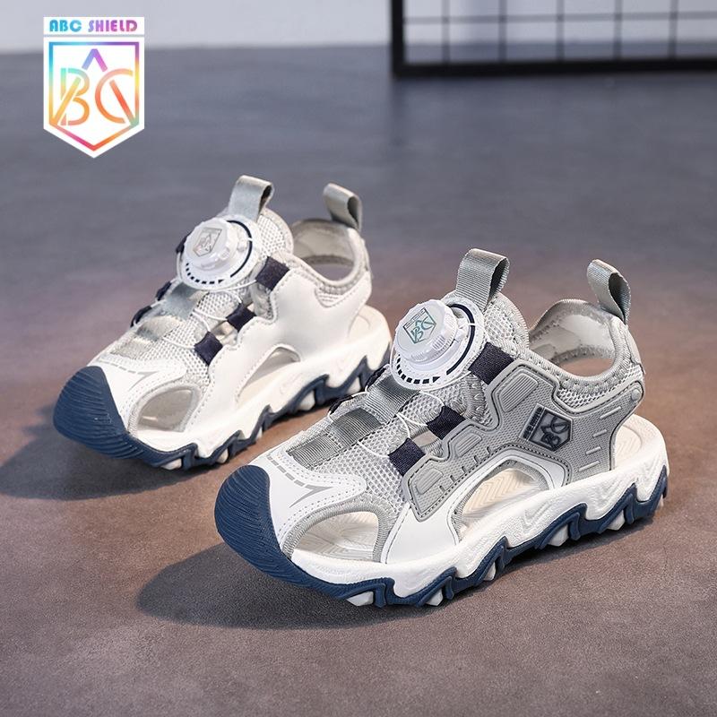 Girls sandals summer 2025 boys mesh non-slip sandals bag head beach shoes knob buckle popular children's sandals