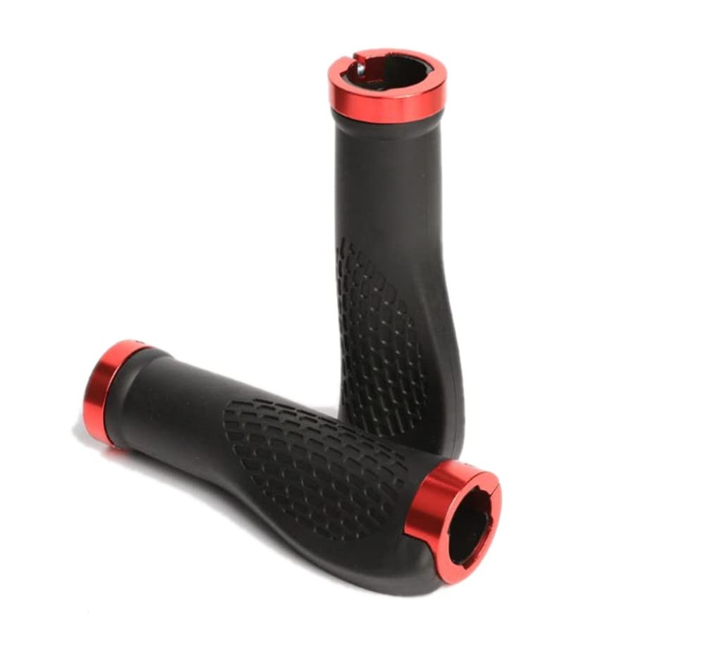 Beatus Ergonomic Handlebar Grips for Mountain Left and Right Rubber Type A Bikes, Set, Grips, (Red)