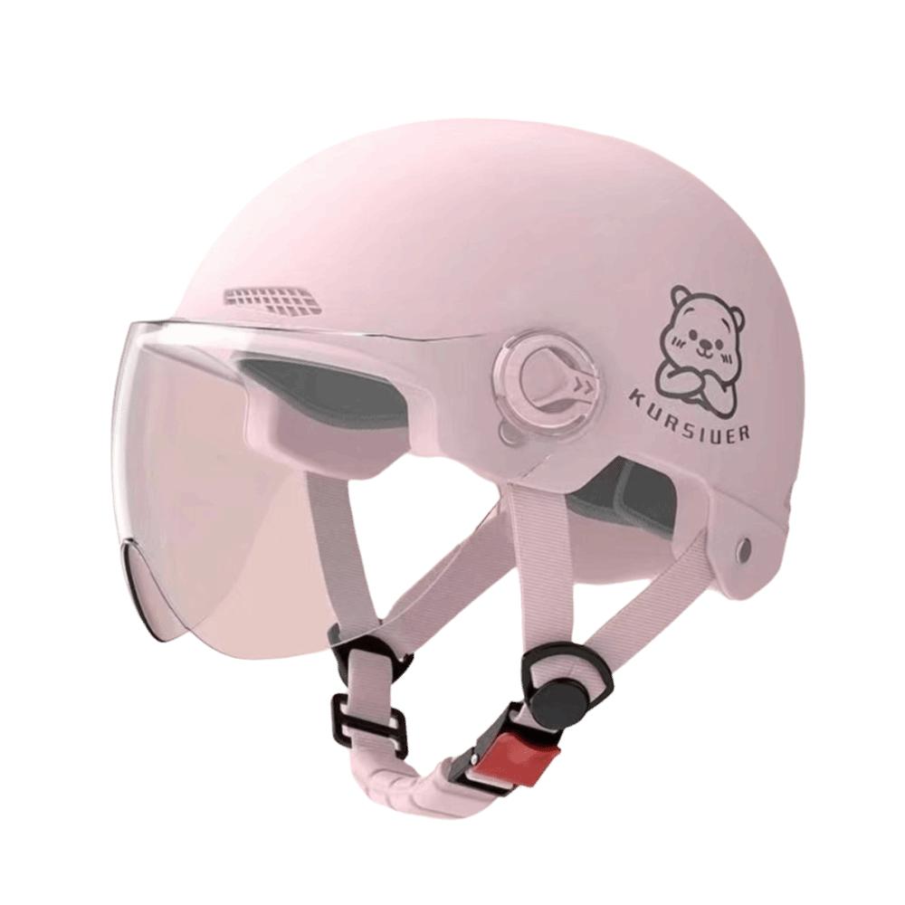 Cartoon Bear Electric Bicycle Helmet With Goggles Universal Half Helmet  Universal