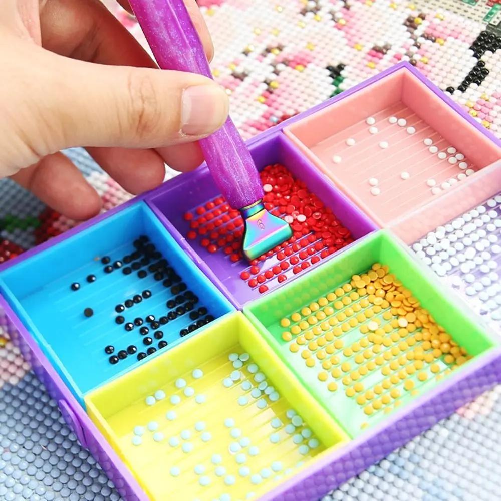 Glitter Diamond Painting Pen Kit with 6 Threaded Plastic Tips Wax Pads and Storage Box Rhinestone Picker Tool for DIY Crafts Nail Art