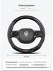 Universal Non-Slip Suede 3D Embossed Genuine Leather Steering Wheel Cover for All Seasons