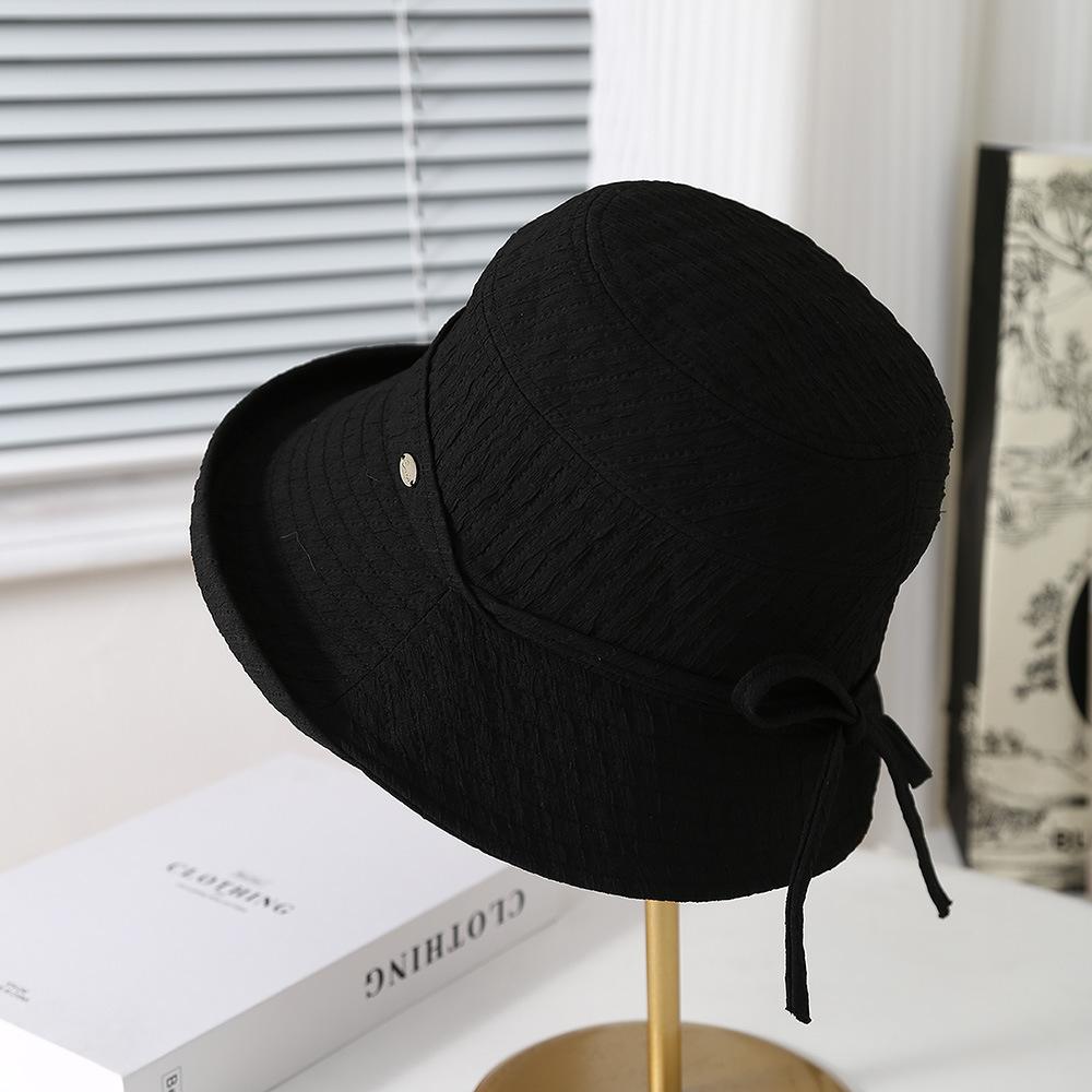 Women'S Bucket Hat Elegant Lady Fisherman Cap With Bow Wide Brimmed Spring Summer Hats For Women Cloth Foldable Sunhat New