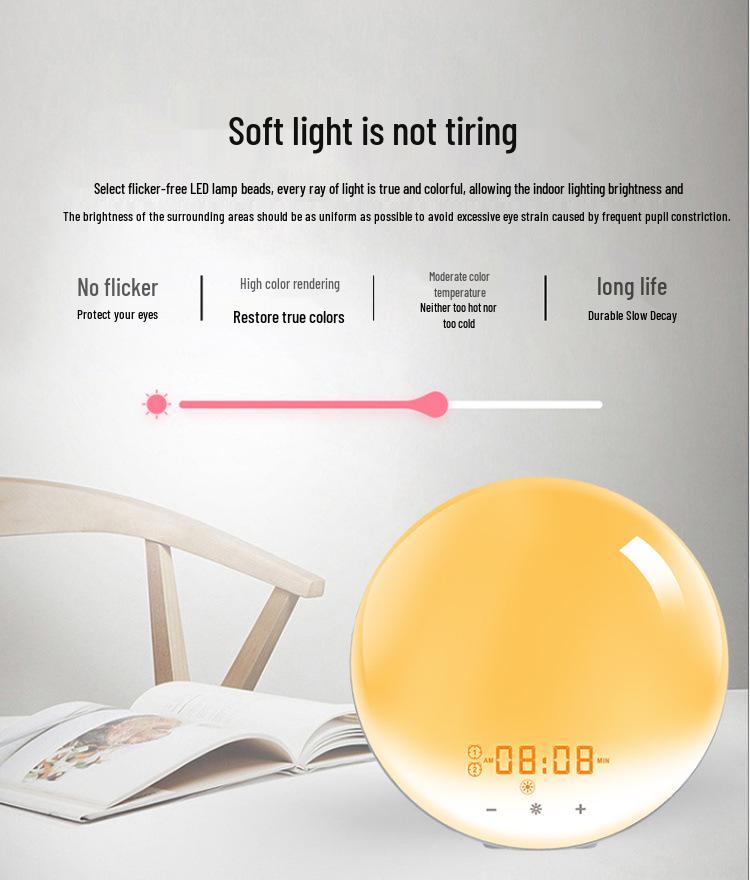 Smart Sunrise-Sunset LED Alarm Clock with Color-Changing Night Light