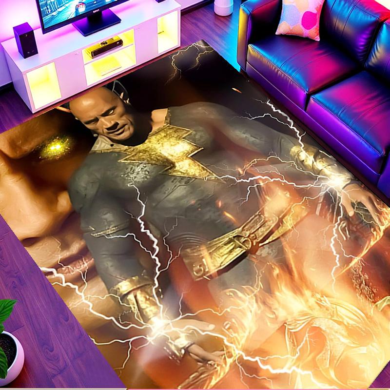 Black Adam Print Rug, Washable Floor Carpet, For Entryway Dorm Laundry Room Office Study, Home Decor Birthday Christmas Gift