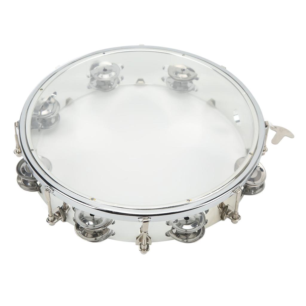10in Hand Drum Adjustable Tone Double Row ABS Light Hand Bell Handheld Percussion Transparent