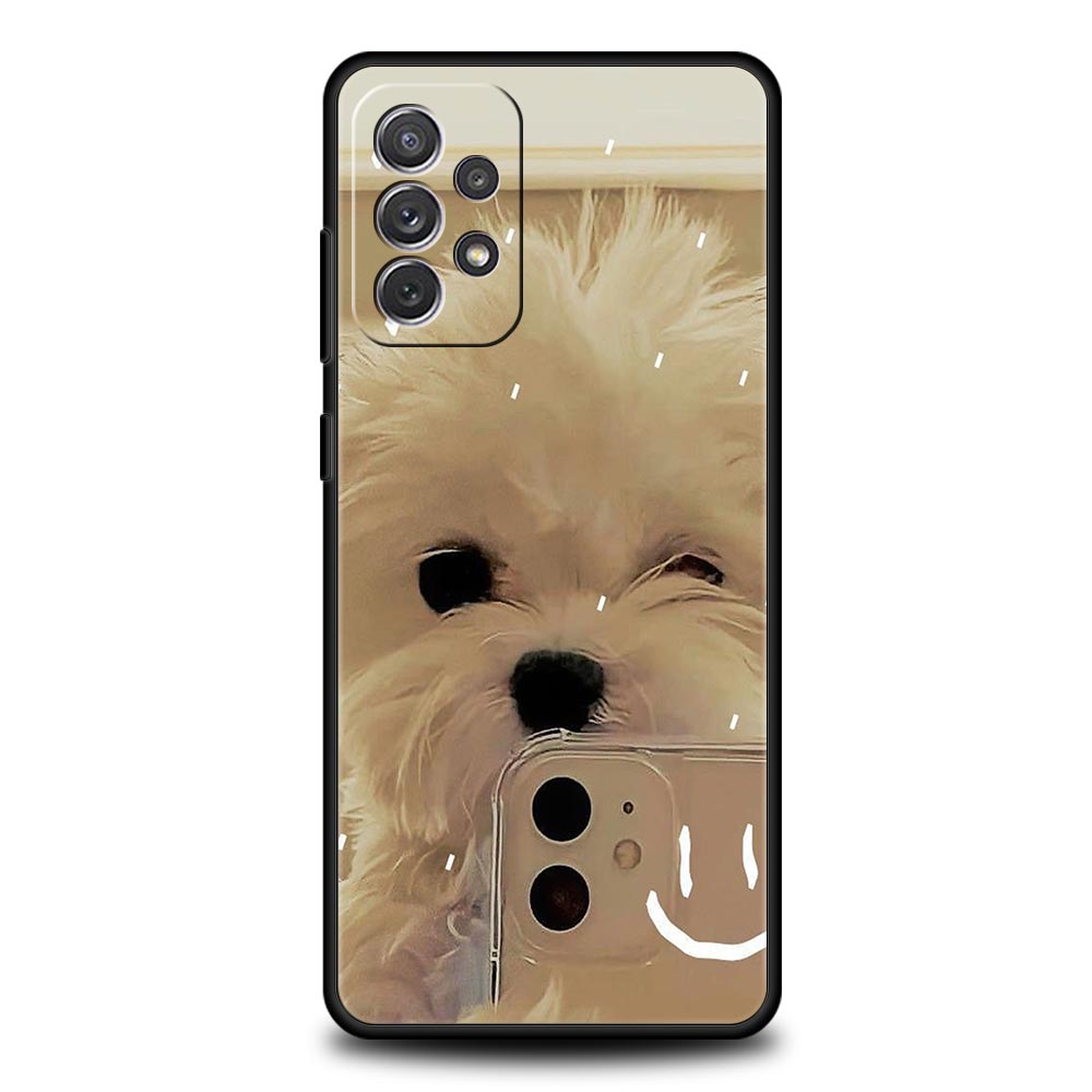 Cute Little Dog Phone Case for Samsung Galaxy A55 A35 A17 A07 A15 A13 A25 A51 A71 A72 A73 A32 A52 A52S A41 5G Soft TPU Shell Bag