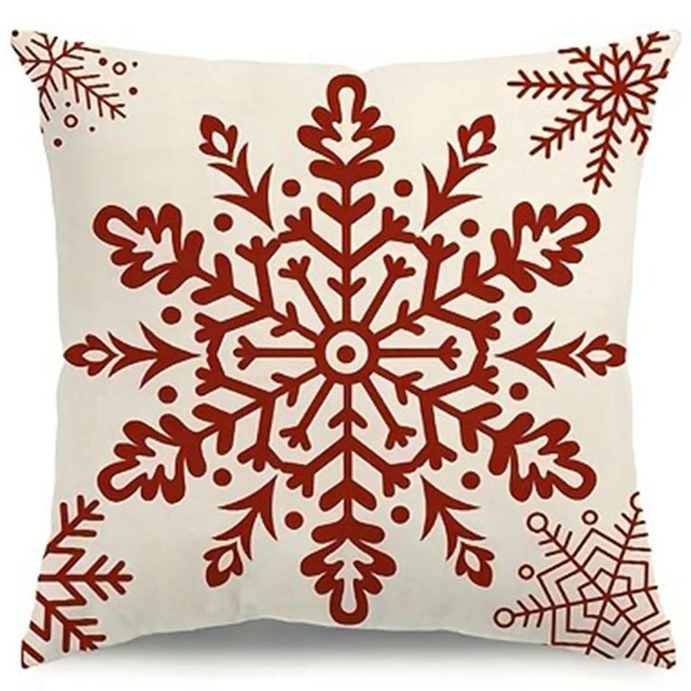 Christmas Decoration Pillowcase Red Snowflake Christmas Tree Pillow Cover Living Room Sofa Cushion Cover Room Home Decoration