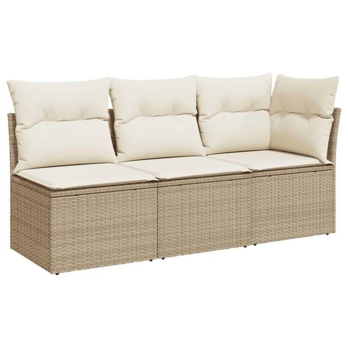 VidaXL Garden Sofa with Cushions 3 Seater, Seat with Cover, Patio Terrace Balcony Outdoor Furniture, Beige Resin 366076