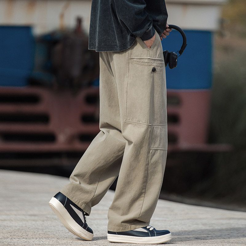 Khaki Casual Pants for Men 2025 New Spring and Summer Work Pants American Retro Straight Loose Slightly Tapered Pants