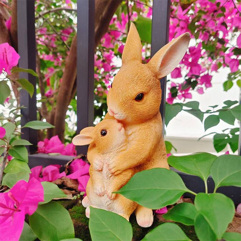 Cartoon Mother & Child Rabbit Garden Ornament