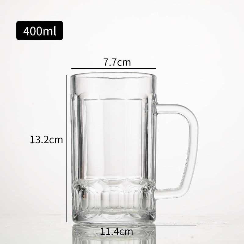 

Пивная кружка из термостойкого стекла с ручкой — большая емкость для пива, сока или молока 400ml прозрачный