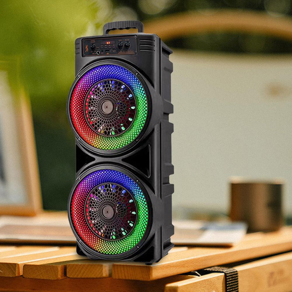 Portable Bluetooth Speaker with Double Subwoofer Deep Bass Lights Loud Boombox 32ft Outdoor Speaker Stereo Sound for Home, Party