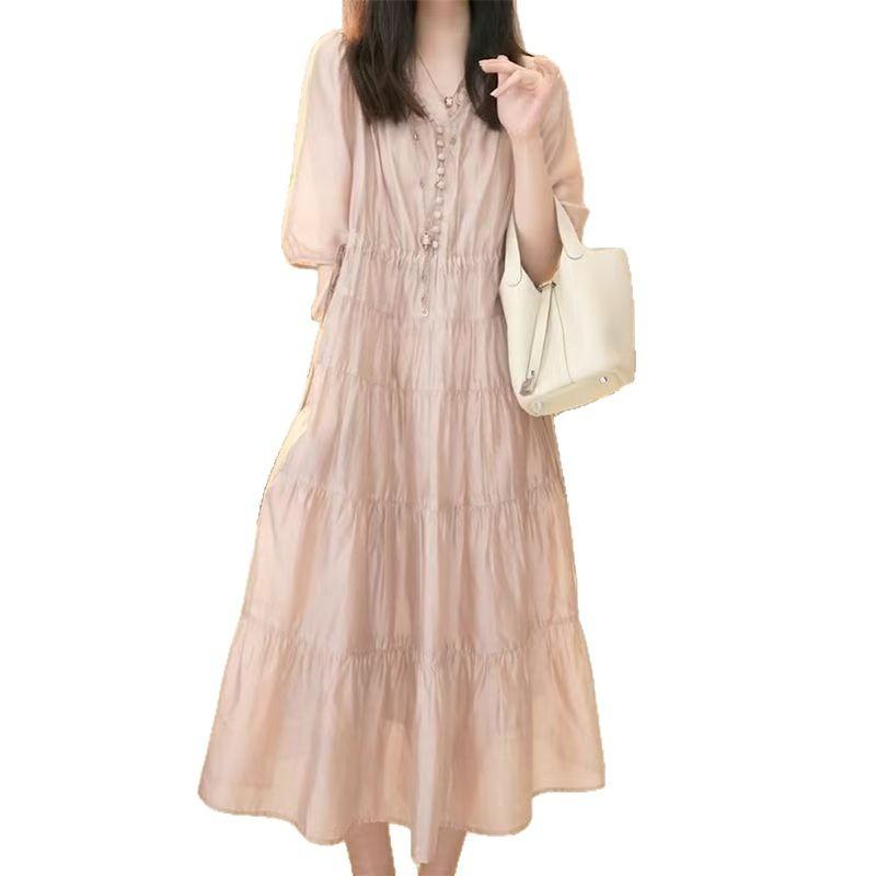 Coffee break French temperament dress new summer high-end exquisite skirt women's high-end vacation style long dress