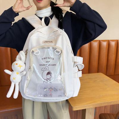 Schoolbag Middle School Student School Bag Women's Japanese Second Dimensional Yuan Transparent Bar Pain Bag Baby Bag Korean Edition Large Capacity 