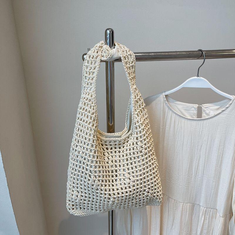 

Handmade Woven Bag for Women 2025 New Versitile Fashion Shoulder Bag Large Capacity Tote Bag Beach Vacation Bag Beige White