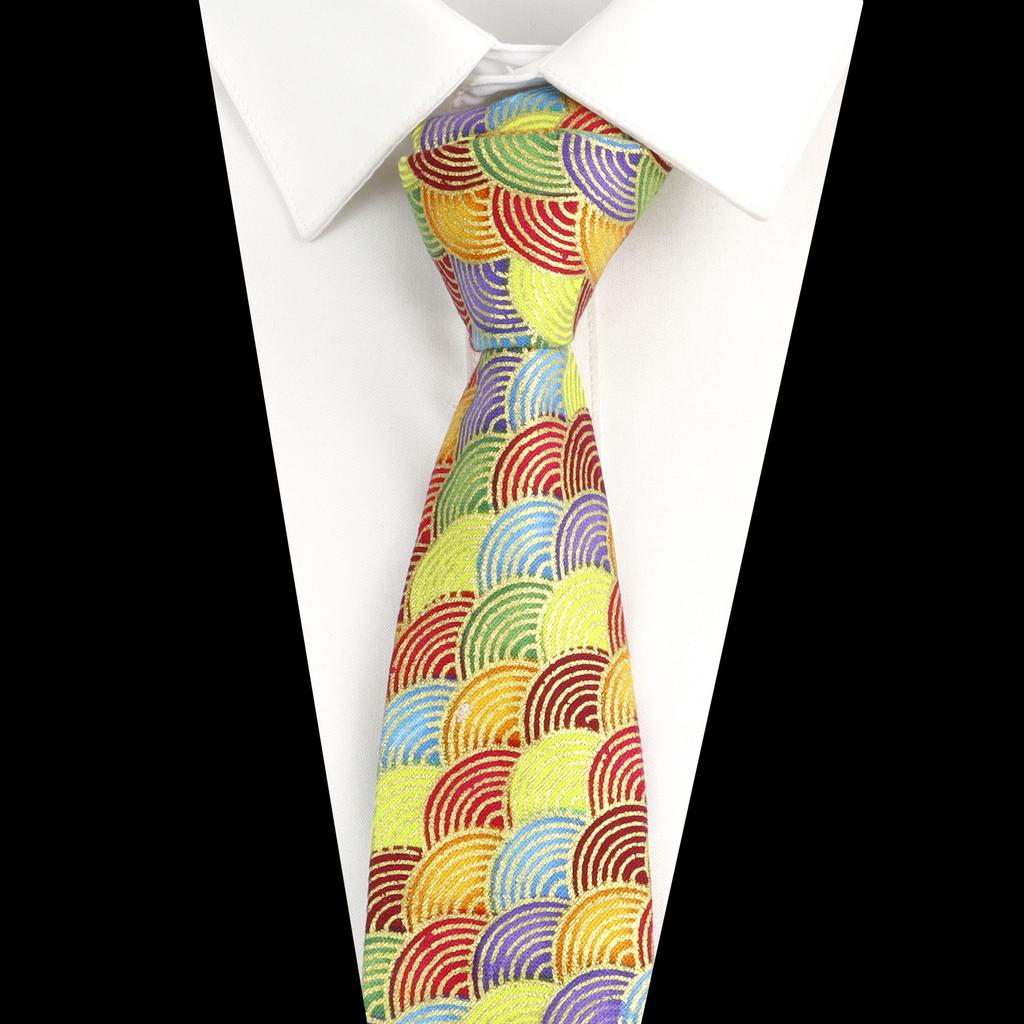 Men's Fashion Multi-color Linen Tie Sea Wave Fish Scale Pattern Tie Wedding Party Gift Daily Wear High Quality 7cm Golde Necktie