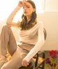 320 Showroom Side Pintuck Boat Neck T-Shirt - Cream