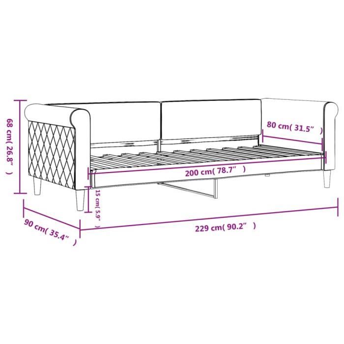 VidaXL Lit de repos bleu 80x200 cm velours 354236