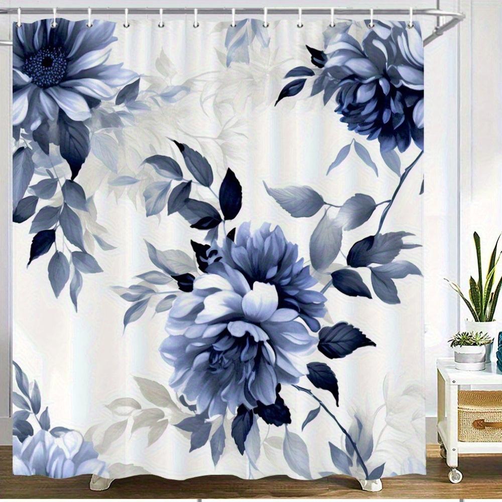 

1Pc Elegant Dahlia Floral Shower Curtain - Polyester Fabric, Machine Washable, With Hook, Suitable For Bathroom Decoration W60H190(CM)-1 Pcs