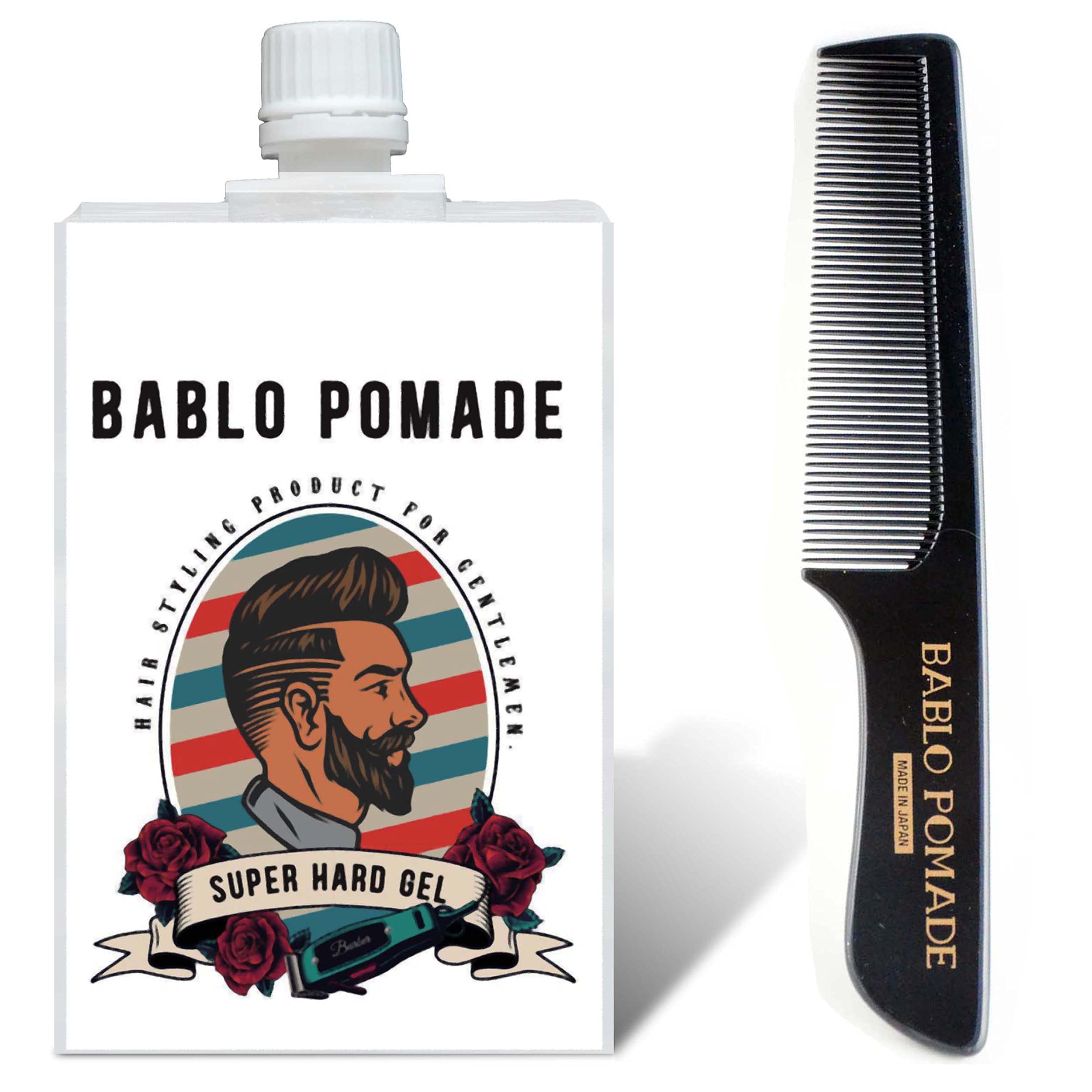 

BABLO POMADE Суперсильный гель для волос Расческа для волос Волосы Волосы Укладка Парикмахерский и Мужской Набор, Бриолин, Воск, Продукты,
