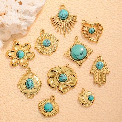 Turquoise Bohemian Natural Stone Necklace Pendant Charm Clavicle Chain