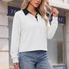 Women's Casual Color Neck Sweatshirt for Daily Wear, Comfortable Pullover Top