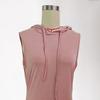 Damen Sommer Hoodie Kleid Ärmellos Mit Kordelzug Kapuze Sweatshirt Tunika Minikleid Lässig Kurz Tanktop Kleid
