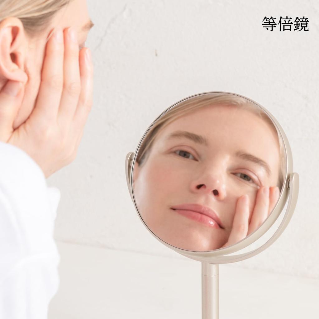 HORIUCHI MIRROR Double-Sided Standing Mirror with 5x Magnification for Detailed Viewing, Makeup Mirror, Tabletop Mirror, Birthday, Mother's Day Gift