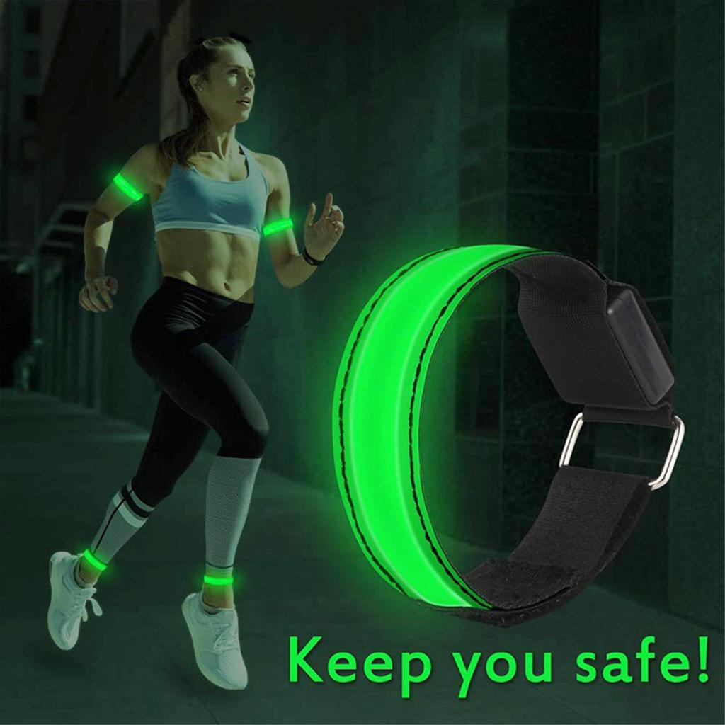 Reflective Led Safety Armband for Jogging Dog Walking Outdoor at Night-2 Green and 2Blue 4 Pcs Rechargeable LED Armband//LED Bracelet Cycling Flashing Armband//High Visibility Led Running Lights