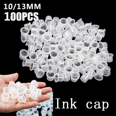 100Pcs /L Tattoo Ink Cups Supply Permanent Tattoo Accessory Tattoo Ink Cap Cup Clear White Plastic Professional Microblading