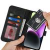 For iPhone 14/13 Wallet Case Double Folded Edge Skin Touch PU Leather Flip Phone Cover